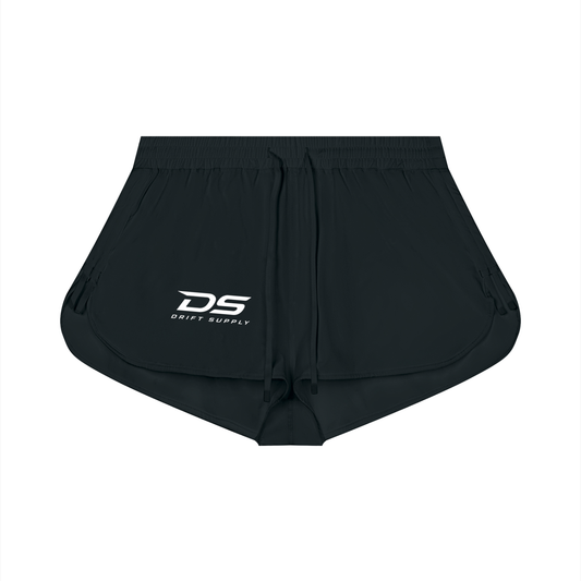 DRIFT SUPPLY-Womens Drawstring Bermuda Shorts (Black)