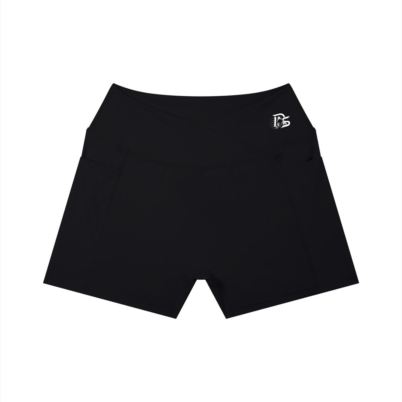 MOVE DIFFERENT-Womens High Rise Pocket Yoga Shorts (Black)