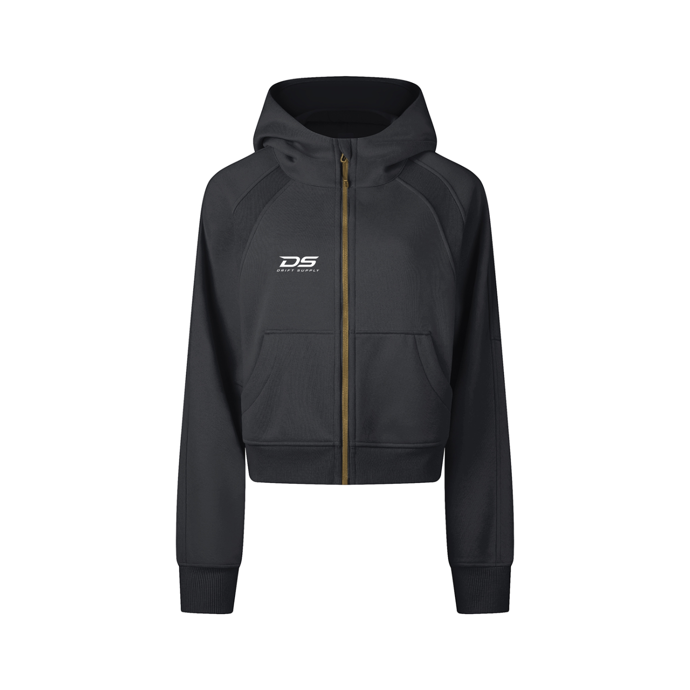 MOVE DIFFERENT-Cropped Zip-Through Hoodie (Gray)