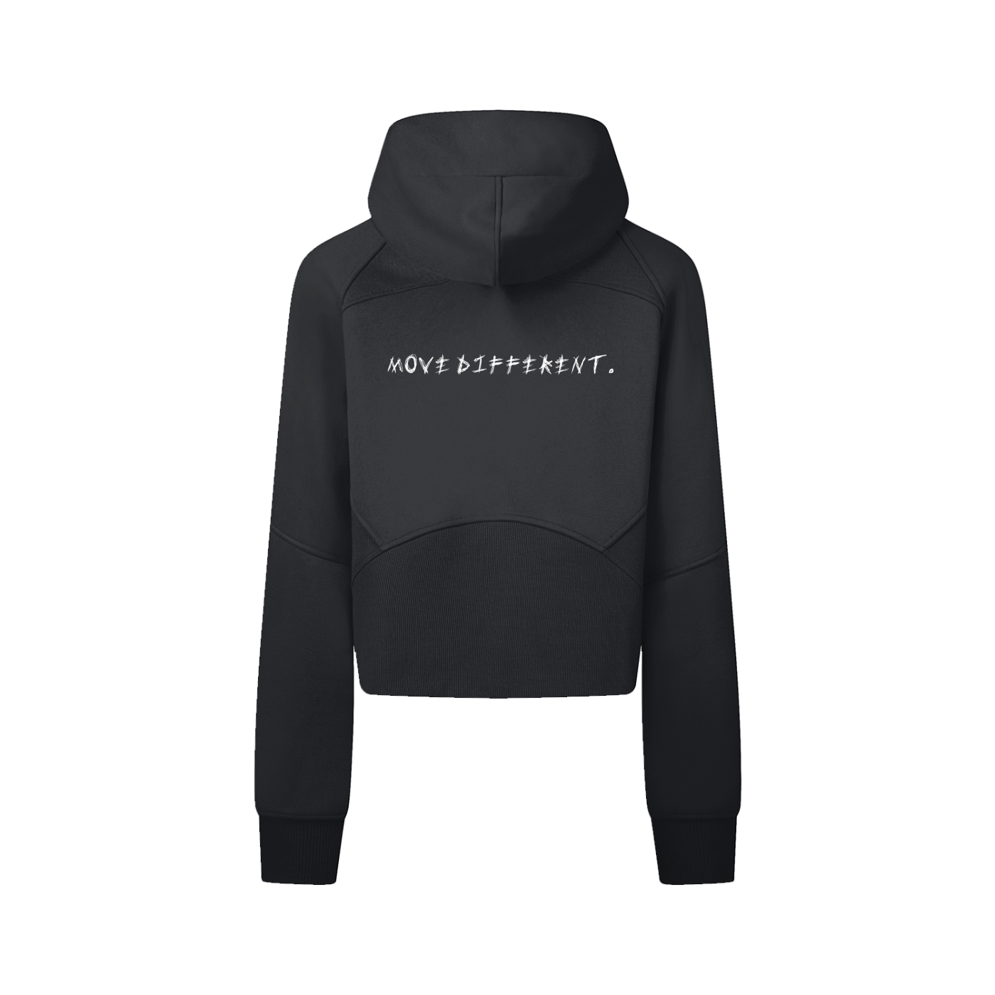 MOVE DIFFERENT-Cropped Zip-Through Hoodie (Gray)
